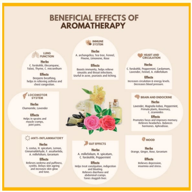 Figure 3: Beneficial effects of likeable aromas on various body
systems and functions.