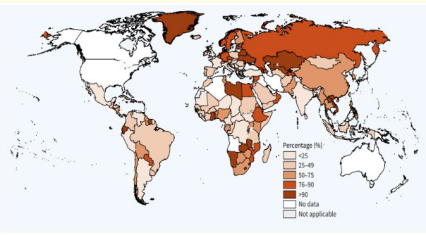 Figure 1: Age of people newly diagnosed with TB who were
initially tested with a WHO-recommended rapid test at the
country level in 2021 (Global Tuberculosis Report 2022).