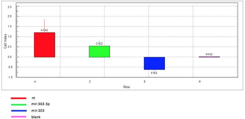 Figure 5: Invasion Assays Confirming the Role of miR-203 and miR-363-3p in Tumor Progression in
Hep-2 Laryngeal Cancer Cells.