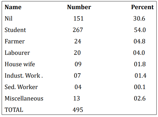 Table 3: Occupation.