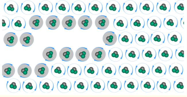 Figure 2: Celalettin-Field quantum observation tunnel in an
IC-Manifold (Helium-3 atoms in grey have been depolarized).