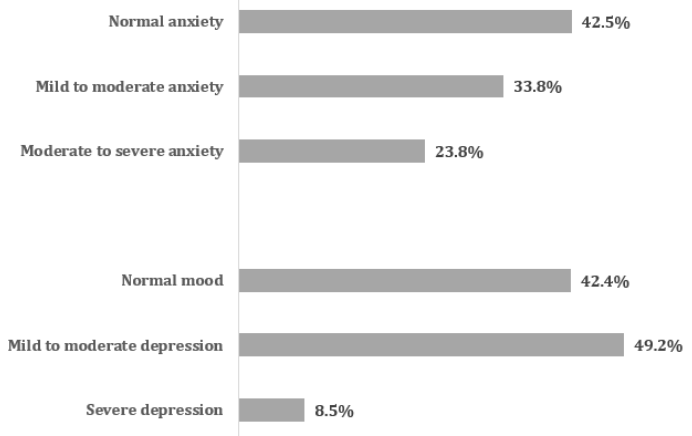 Figure 1: The evaluation of depressive and anxiety symptoms and
their severity among parents.3