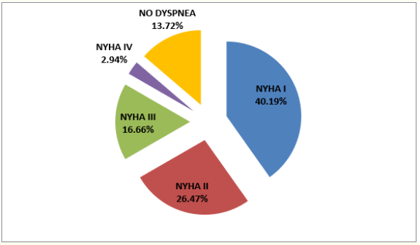 Figure 4: NYHA dyspnea grades among the study population.